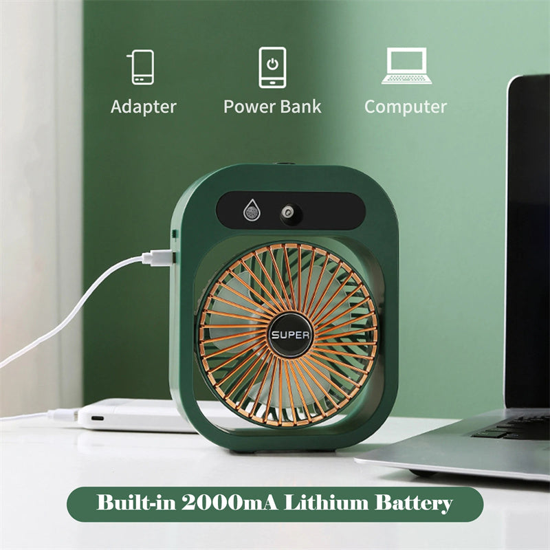 Air Conditioning Fan Desk Misting USB Rechargeable Humidifier and Portable Spray Fan
