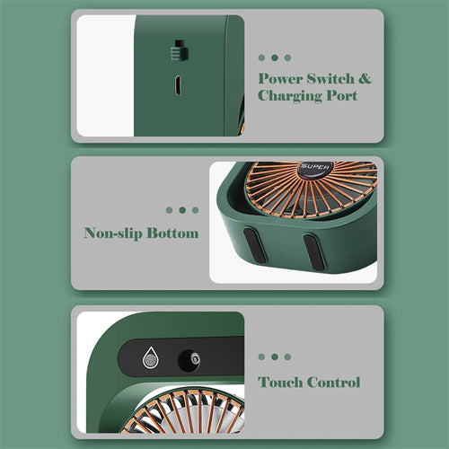 Air Conditioning Fan Desk Misting USB Rechargeable Humidifier and Portable Spray Fan